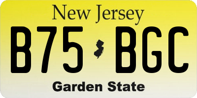 NJ license plate B75BGC