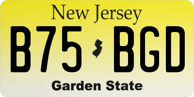 NJ license plate B75BGD