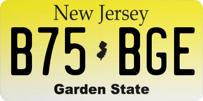 NJ license plate B75BGE