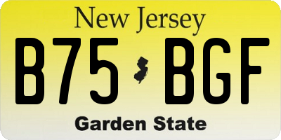 NJ license plate B75BGF