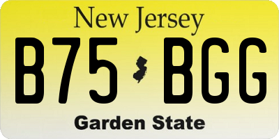 NJ license plate B75BGG