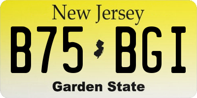 NJ license plate B75BGI