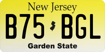 NJ license plate B75BGL