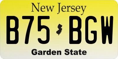 NJ license plate B75BGW