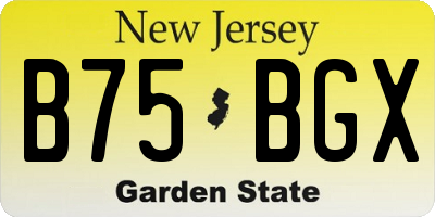 NJ license plate B75BGX