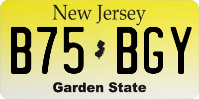 NJ license plate B75BGY