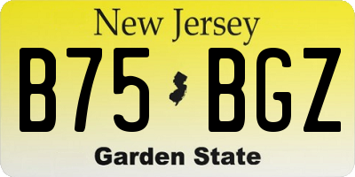 NJ license plate B75BGZ