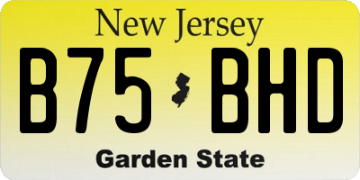 NJ license plate B75BHD