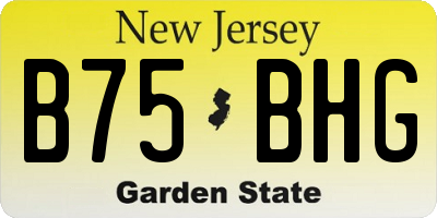 NJ license plate B75BHG
