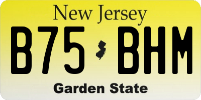 NJ license plate B75BHM