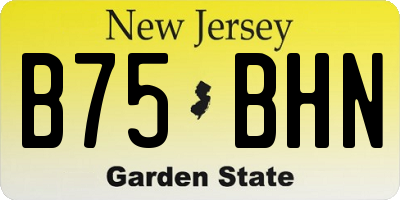NJ license plate B75BHN
