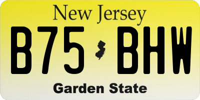 NJ license plate B75BHW