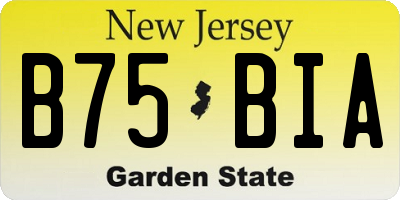 NJ license plate B75BIA