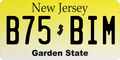 NJ license plate B75BIM