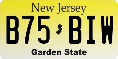 NJ license plate B75BIW