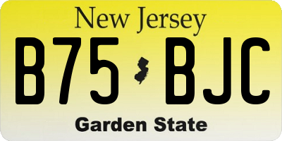 NJ license plate B75BJC