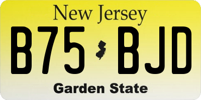 NJ license plate B75BJD