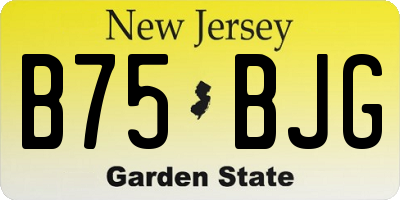 NJ license plate B75BJG