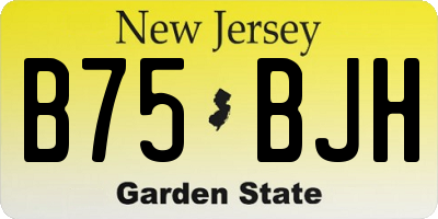 NJ license plate B75BJH