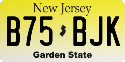 NJ license plate B75BJK