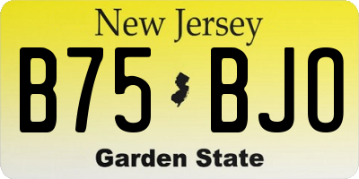 NJ license plate B75BJO