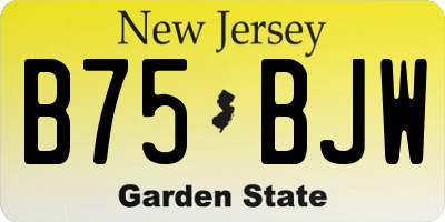 NJ license plate B75BJW