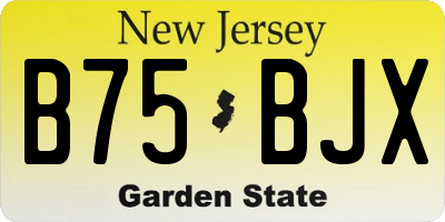 NJ license plate B75BJX
