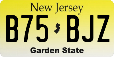 NJ license plate B75BJZ