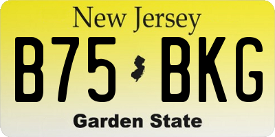 NJ license plate B75BKG