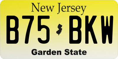 NJ license plate B75BKW