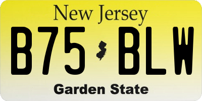 NJ license plate B75BLW