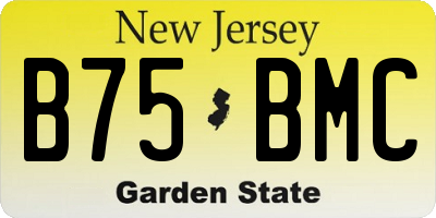 NJ license plate B75BMC