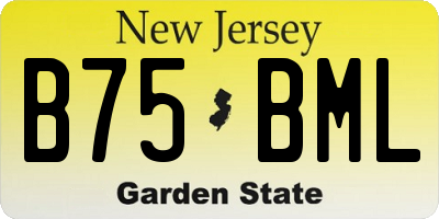 NJ license plate B75BML
