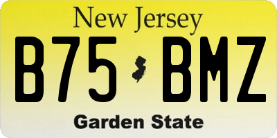 NJ license plate B75BMZ
