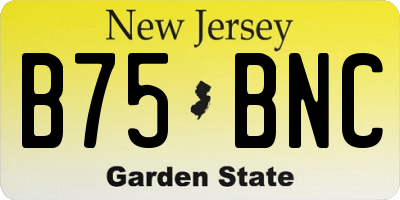 NJ license plate B75BNC