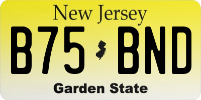 NJ license plate B75BND