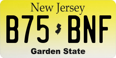 NJ license plate B75BNF