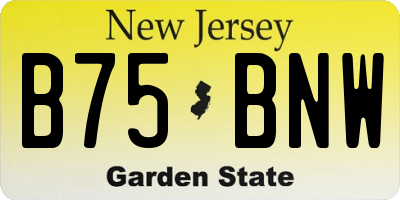 NJ license plate B75BNW