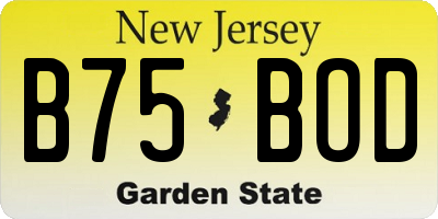 NJ license plate B75BOD