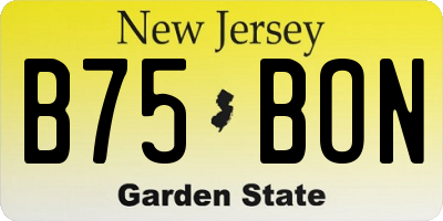 NJ license plate B75BON