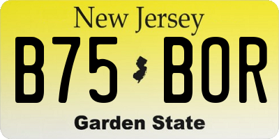 NJ license plate B75BOR