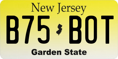 NJ license plate B75BOT