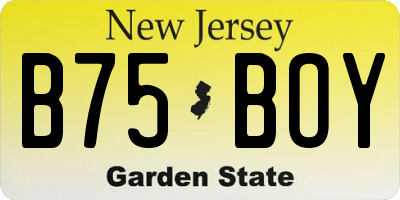 NJ license plate B75BOY