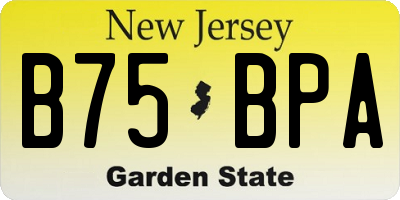 NJ license plate B75BPA