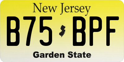 NJ license plate B75BPF