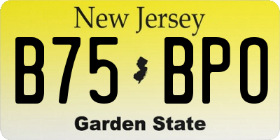 NJ license plate B75BPO