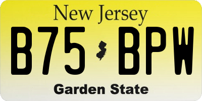 NJ license plate B75BPW