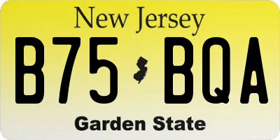 NJ license plate B75BQA
