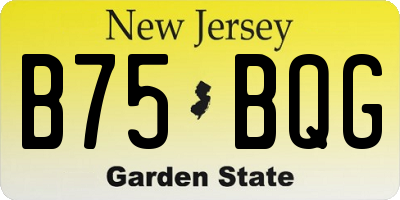 NJ license plate B75BQG