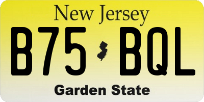 NJ license plate B75BQL